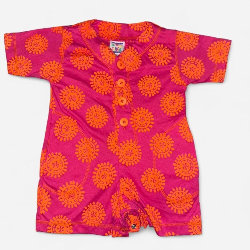 Kids Circo 2T Orange and Pink print romper #boho #kidcore